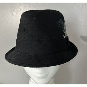 Southpole Black Bolero Black Band Skull Cross Bones Graphic Hat One Size EUC